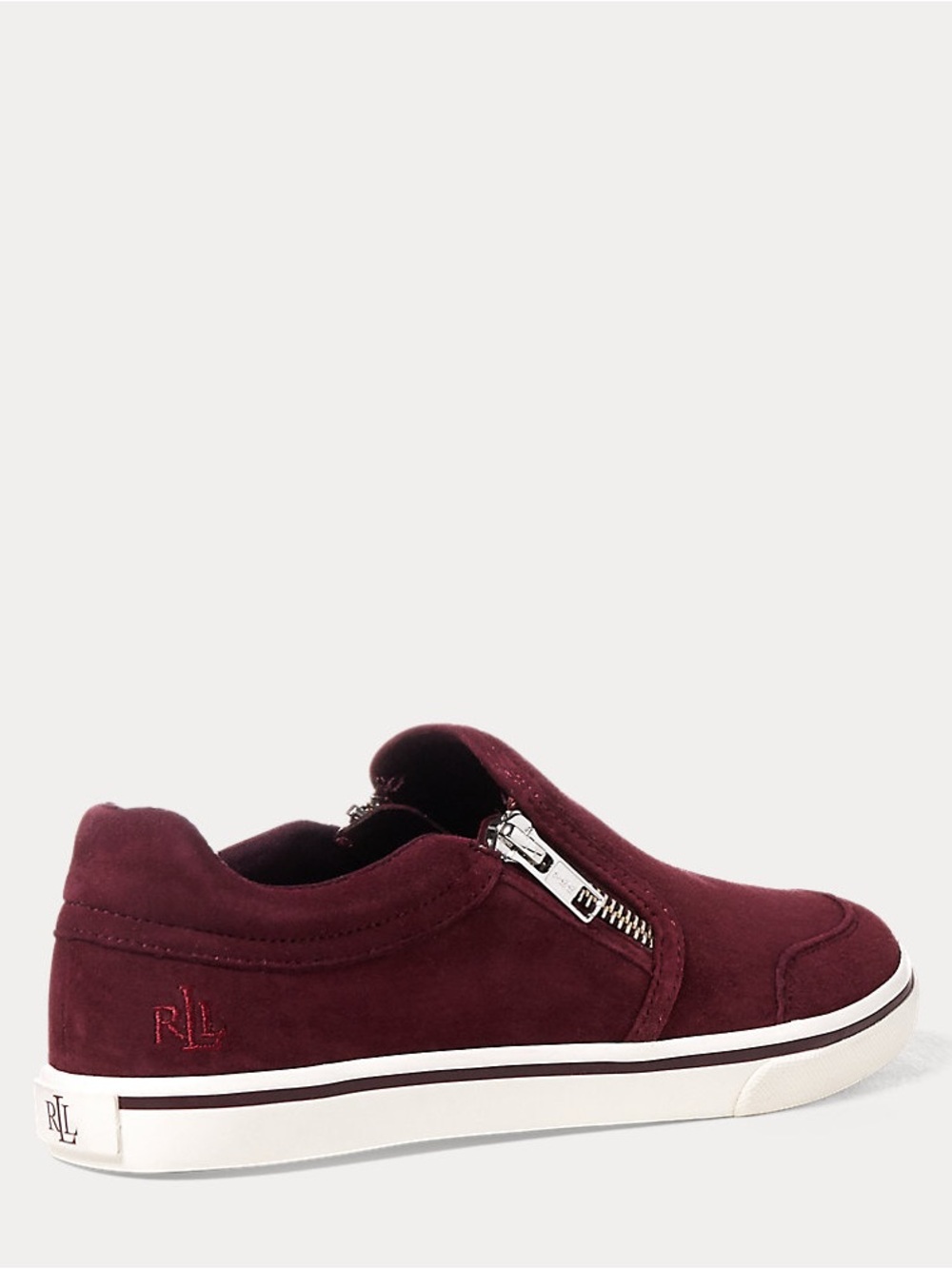 Ralph Lauren Jeorgia Suede Burgundy Slip On Shoes - Picture 2 of 9